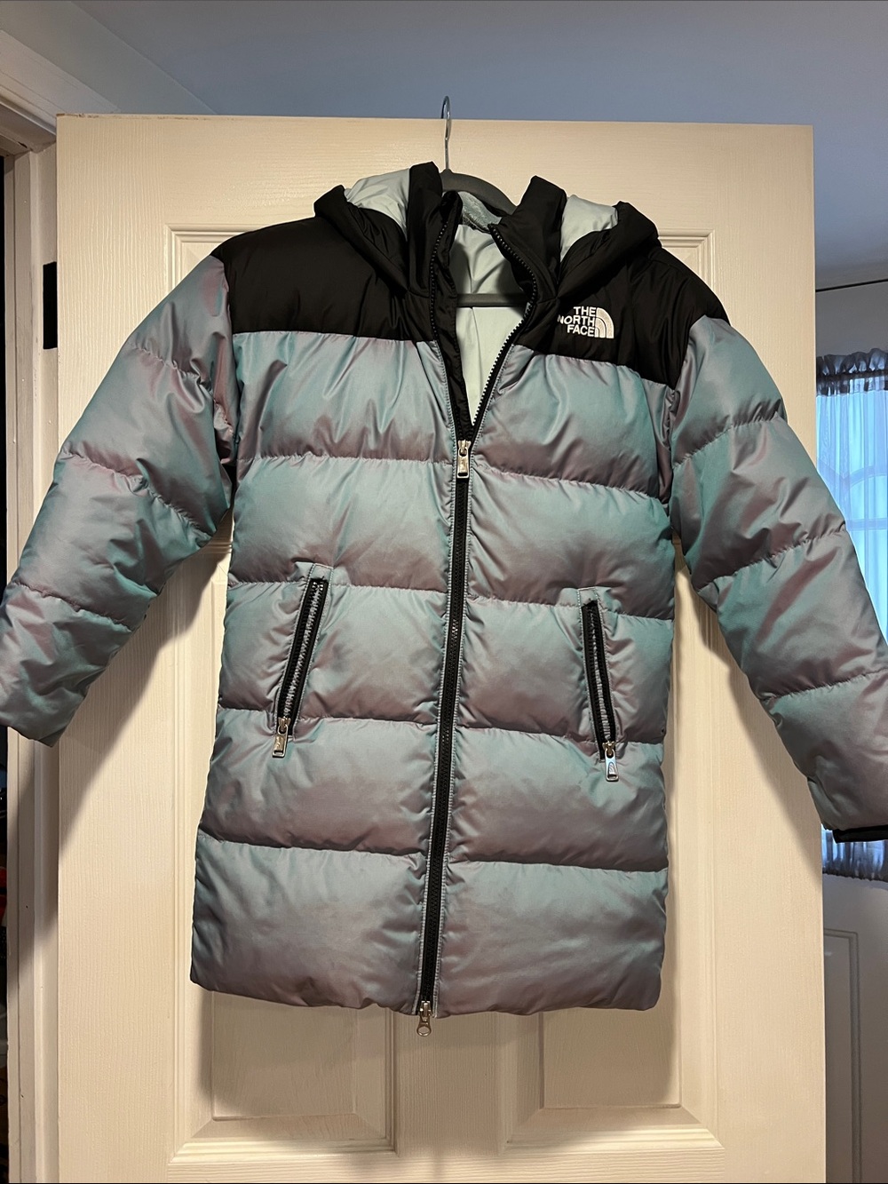 The North Face Girls Hydrenalite Down Parka Silver Iridescent 550 Sz M 10/12